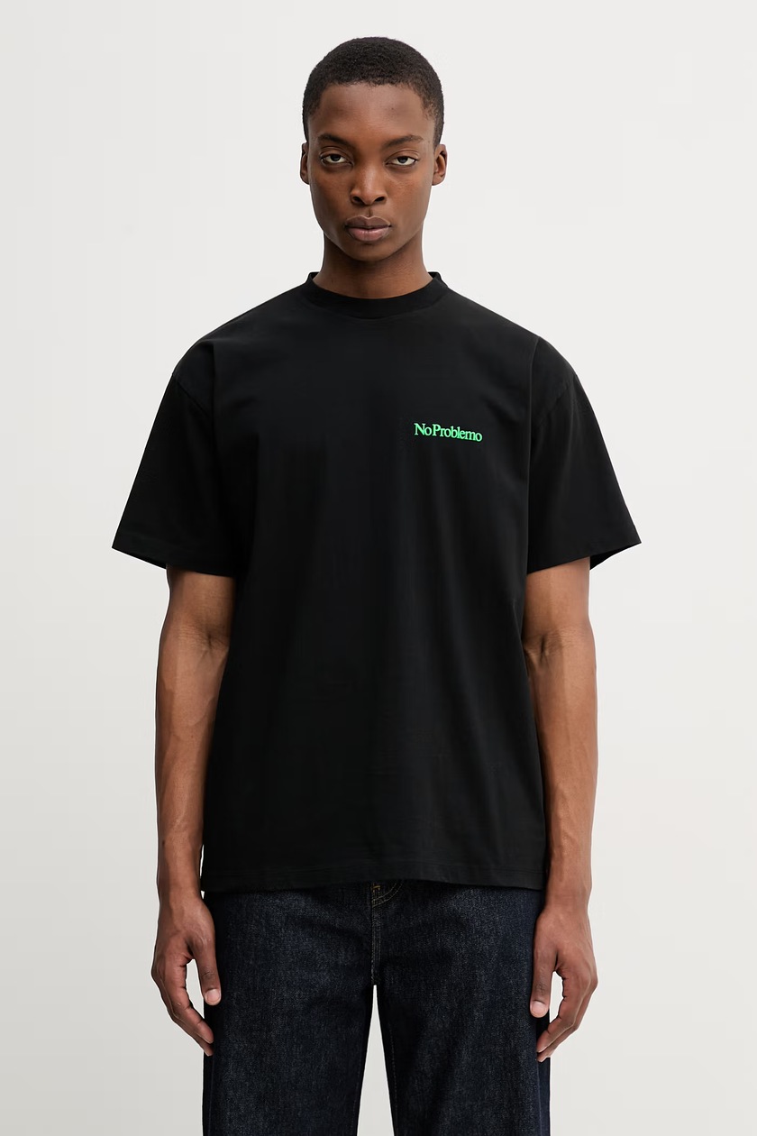 MM6 Maison Margiela cotton t-shirt black color with an application