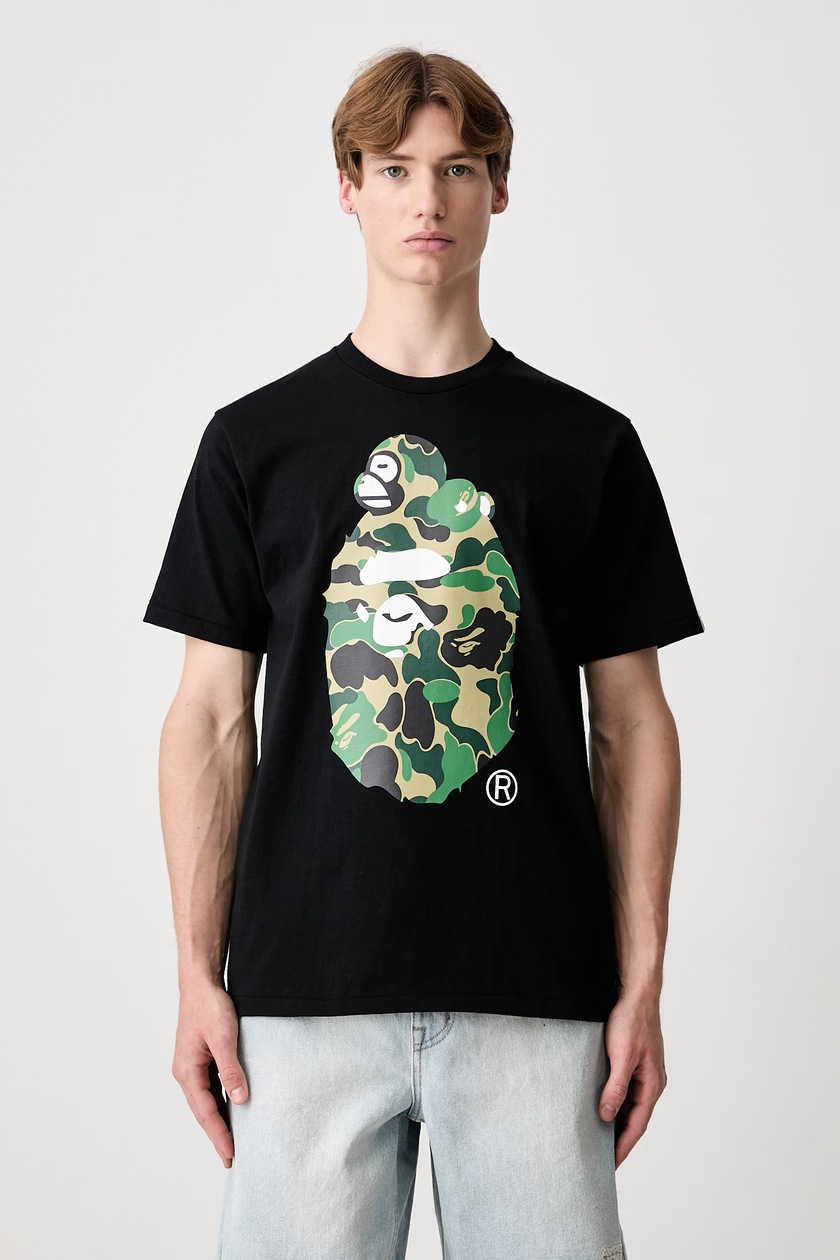 A Bathing Ape cotton t-shirt COLLEGE TEE men's black color with a