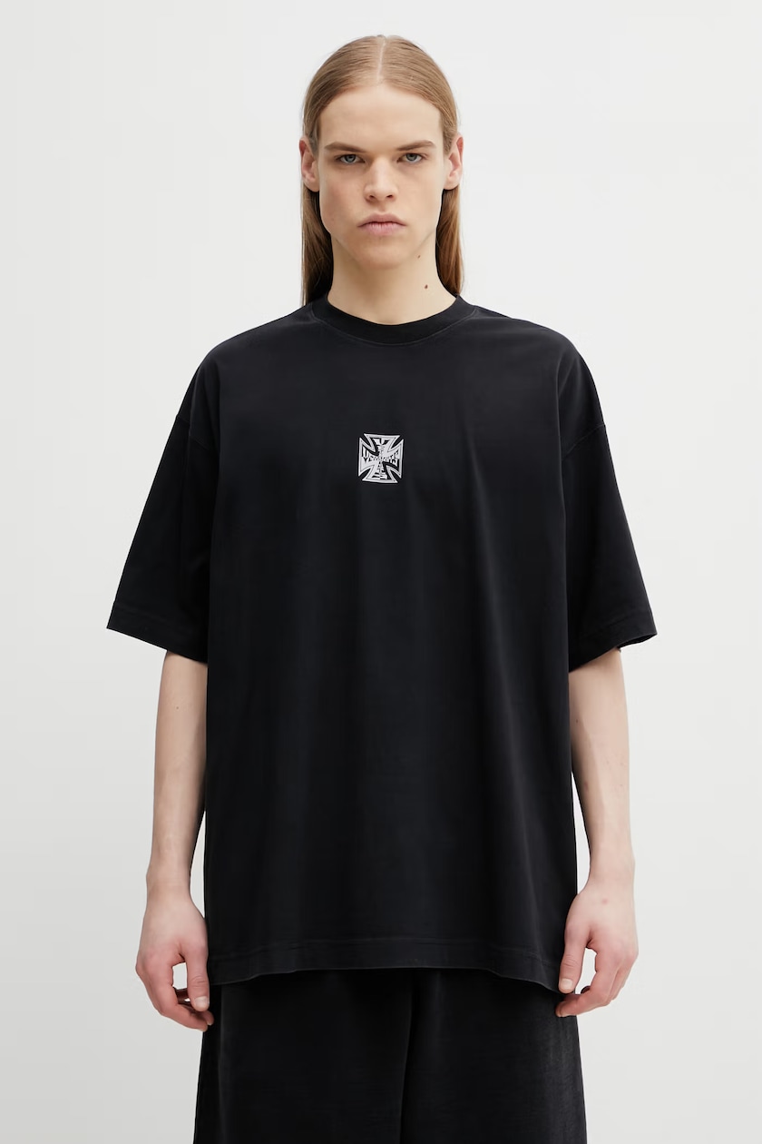 VETEMENTS cotton t-shirt Dominatrix Hotline Oversized black color VETEMENTS cotton t-shirt Dominatrix Hotline Oversized black color