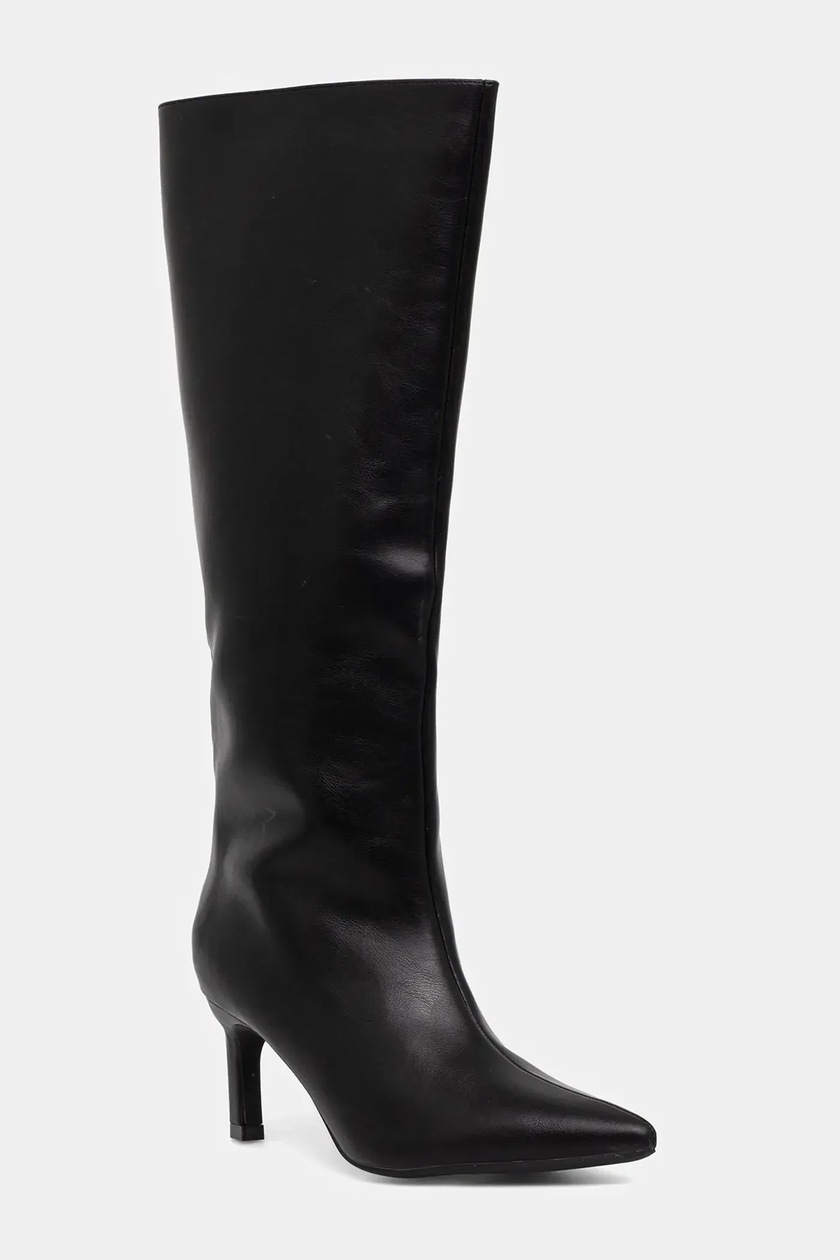 Answear.LAB kozaki zamszowe damskie kolor czarny na słupku