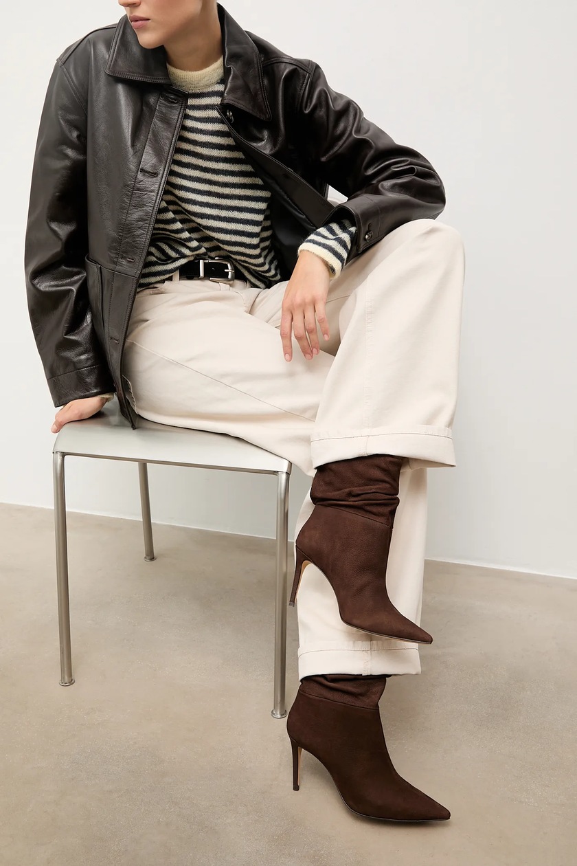 Answear.LAB botki zamszowe kolor brązowy na szpilce | Answear.com