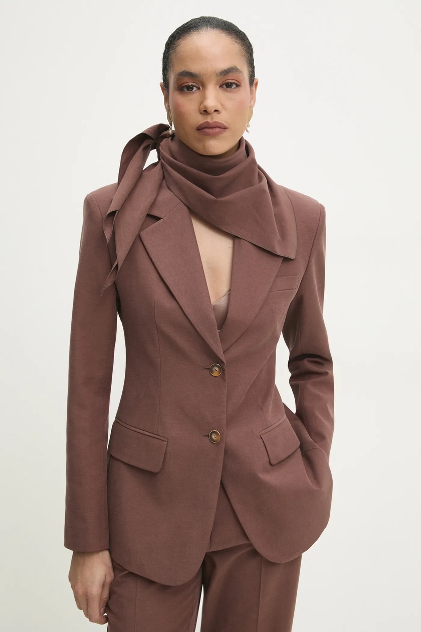 Weekend Max Mara marynarka zamszowa kolor brązowy jednorzędowa