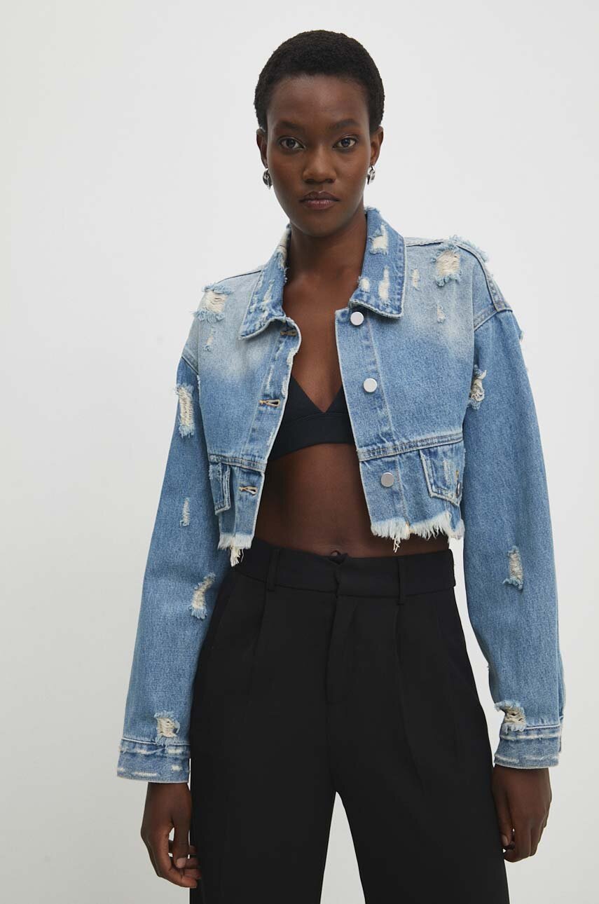 Giubbotto jeans maniche corte clearance