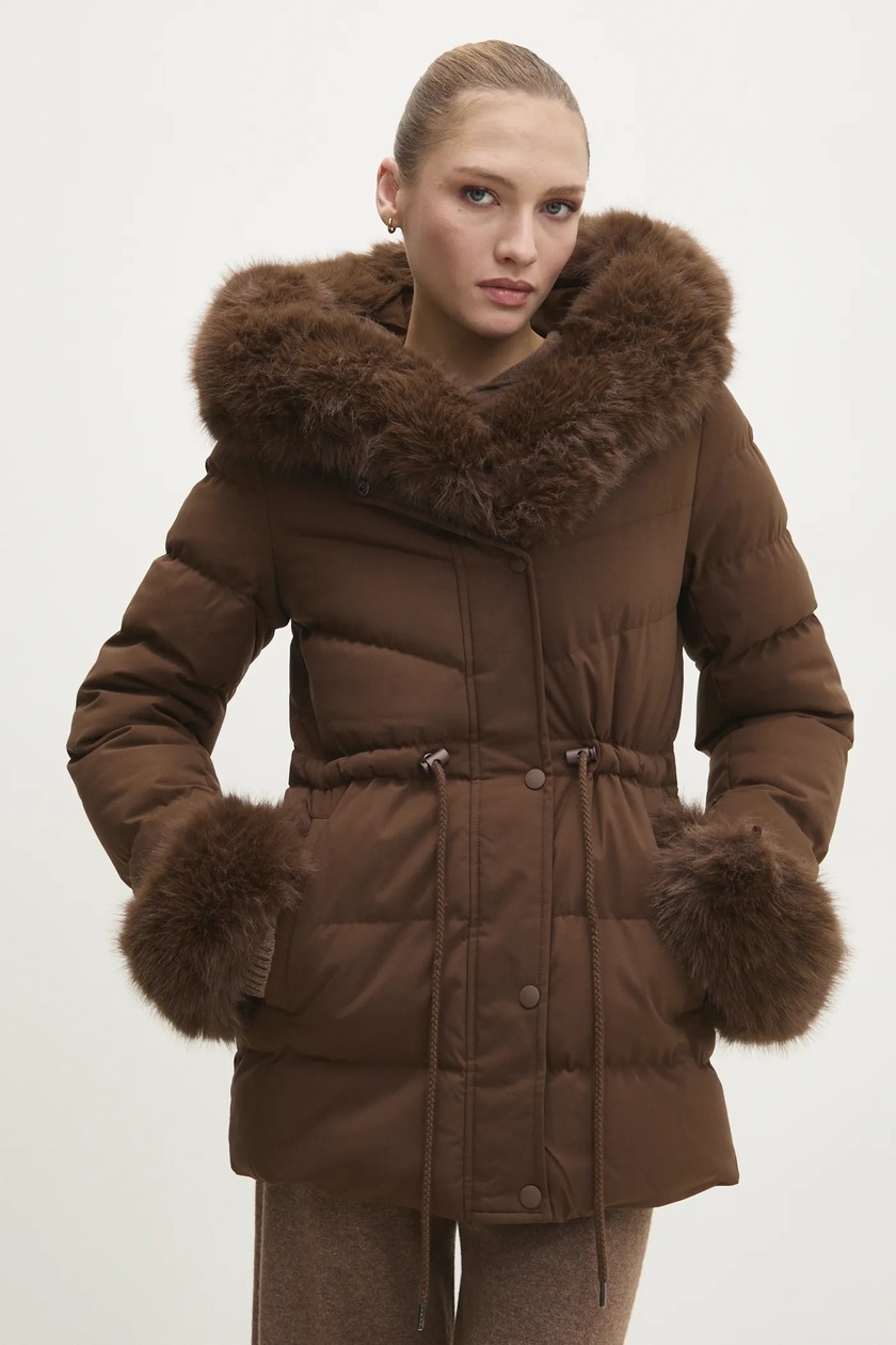 UGG kurtka damska kolor brązowy przejściowa oversize