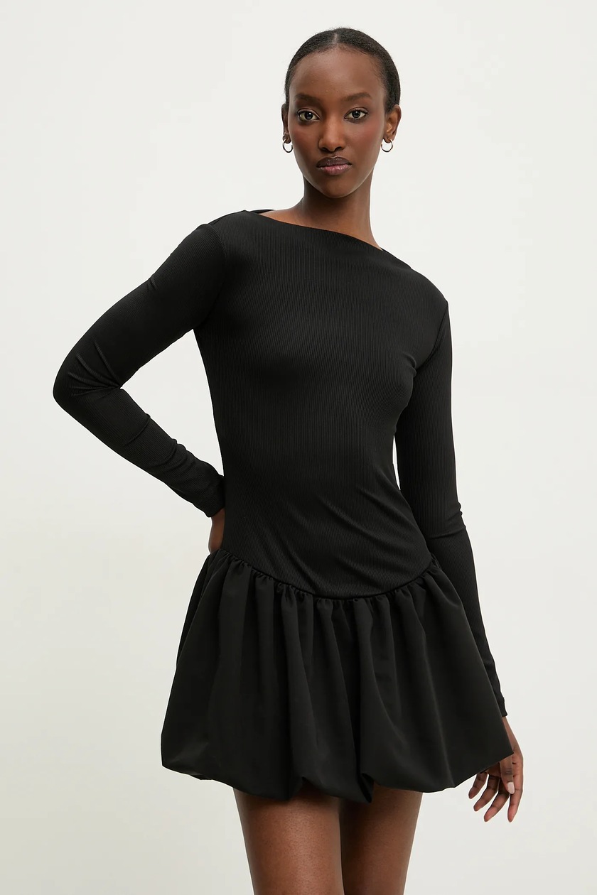 Coperni sukienka Asymmetric Flower kolor czarny maxi
