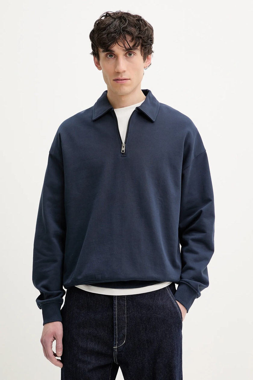 Solid bluza bawełniana OWNEY męska kolor granatowy gładka