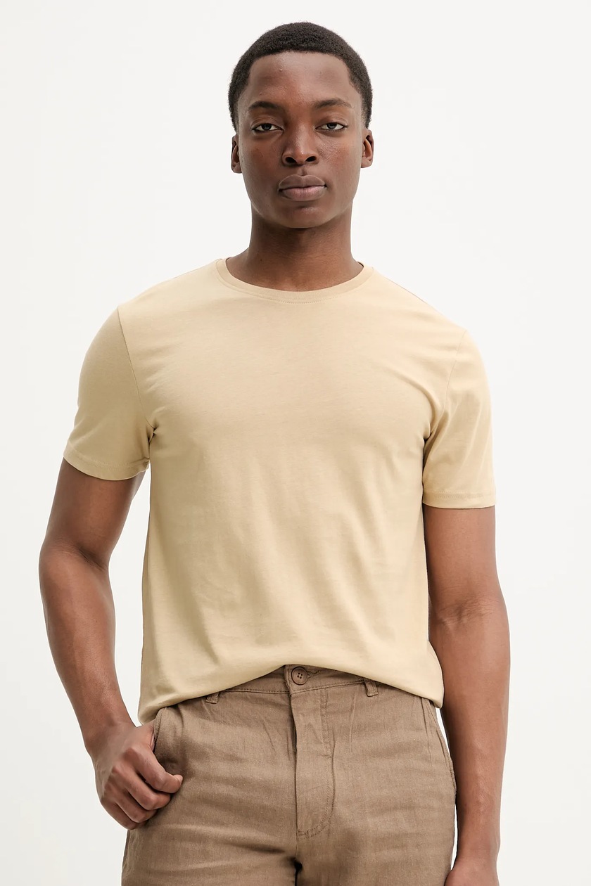 【BAON】[unisex] Kint Lettering Pigment Over Short Sleeve T Billabong t-shirt bawełniany TROPPO męski kolor beżowy z