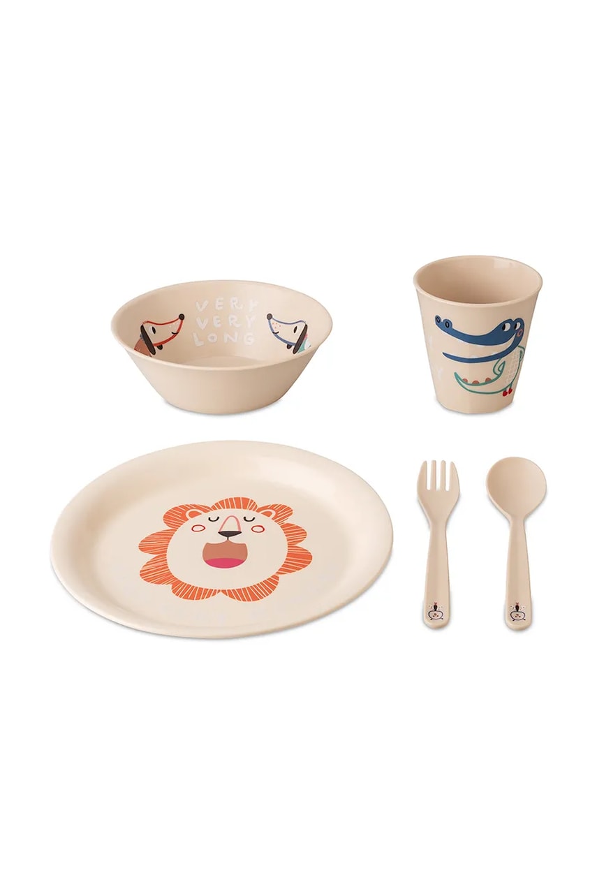 Koziol set de vase și tacâmuri pentru copii 5-pack culoarea bej