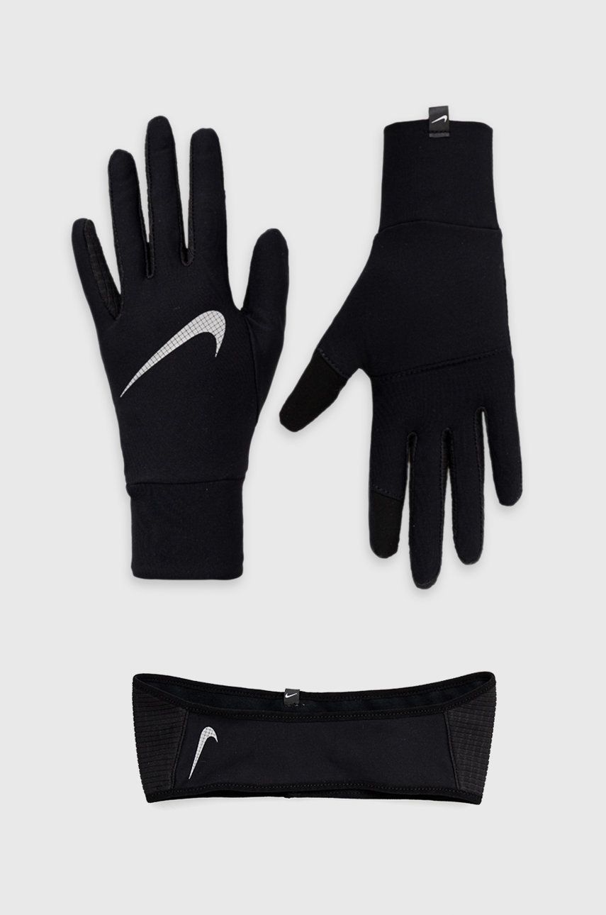 Nike bentiță și mănuși culoarea negru answear.ro