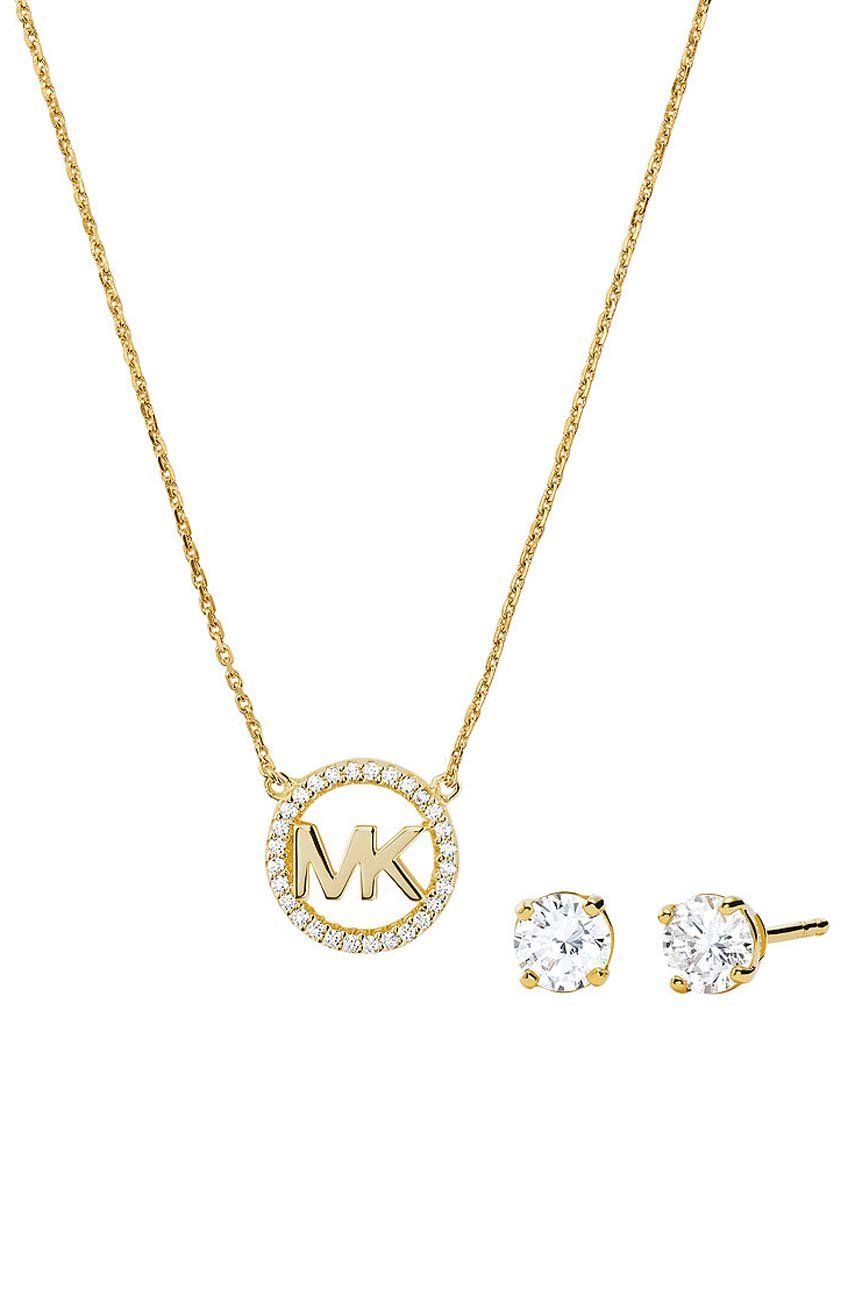 Náušnice a náhrdelník Michael Kors - zlatá -  Zirkón