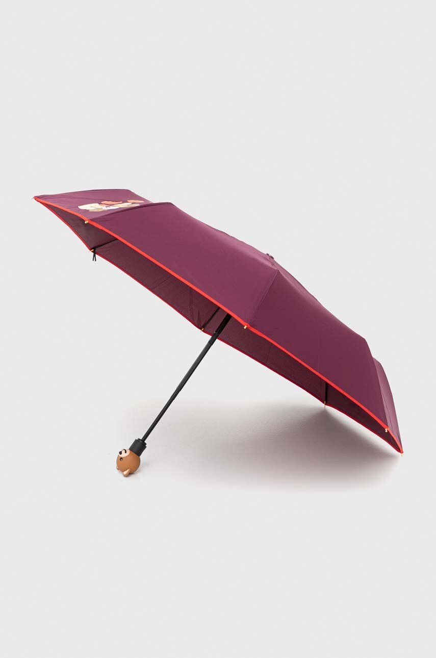 Deštník Moschino vínová barva - burgundské -  100 % Polyester