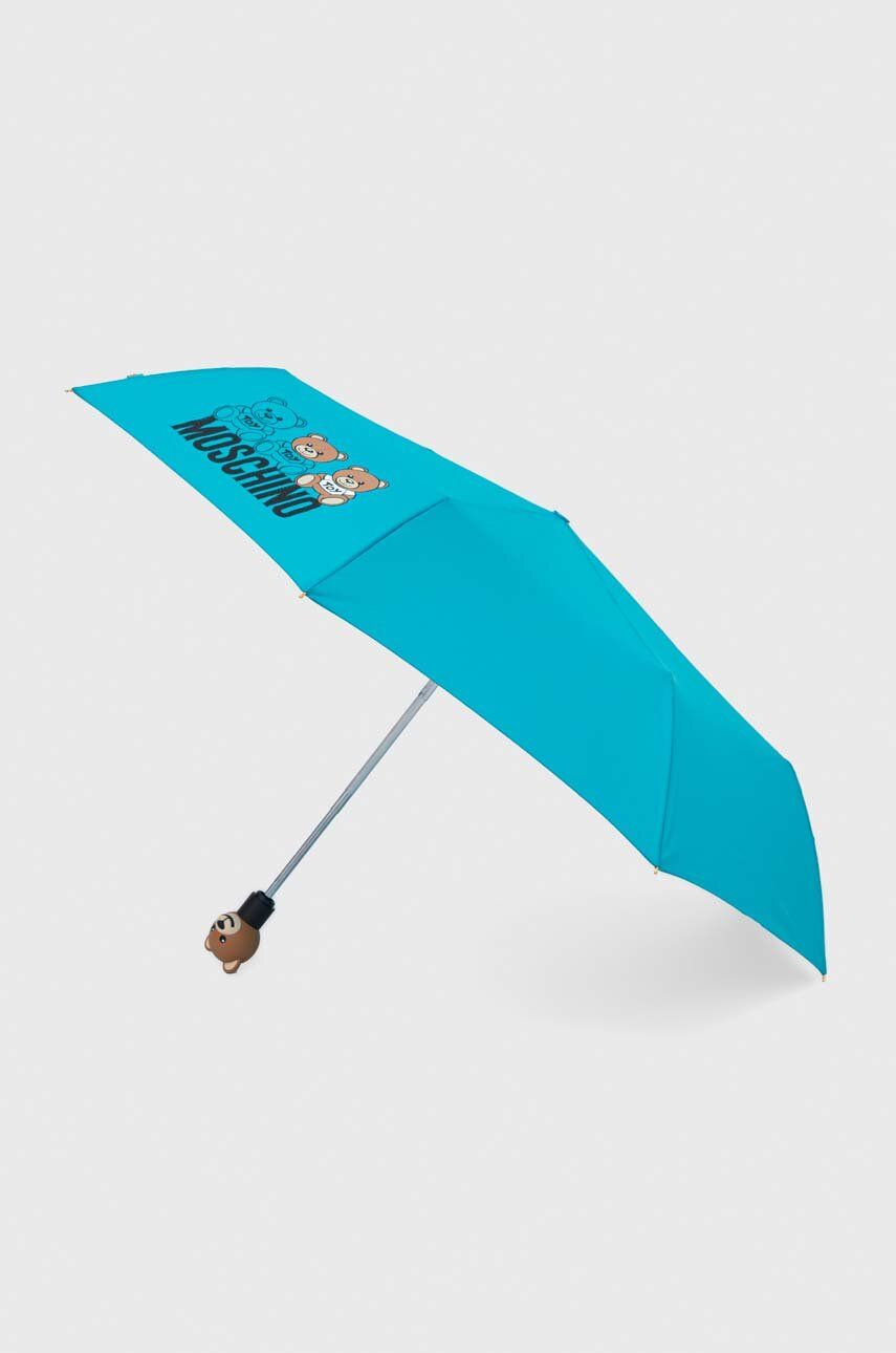 Levně Deštník Moschino tyrkysová barva, 8061 OPENCLOSEA