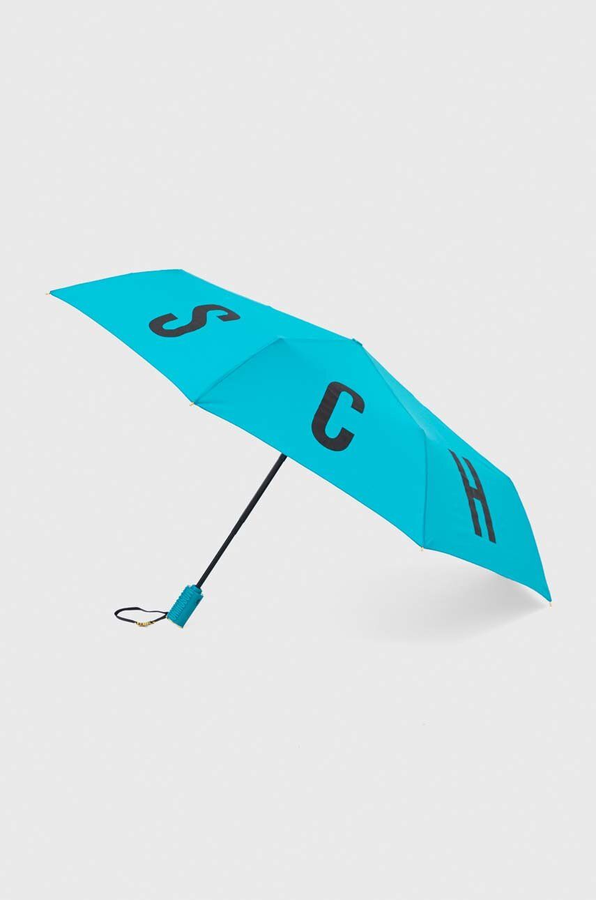 Levně Deštník Moschino tyrkysová barva, 8911 OPENCLOSEA