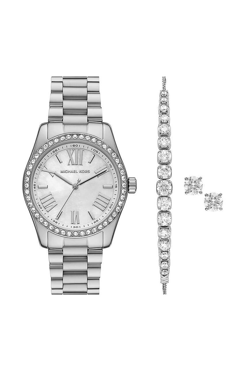 Michael Kors ceas, brățară și cercei culoarea argintiu