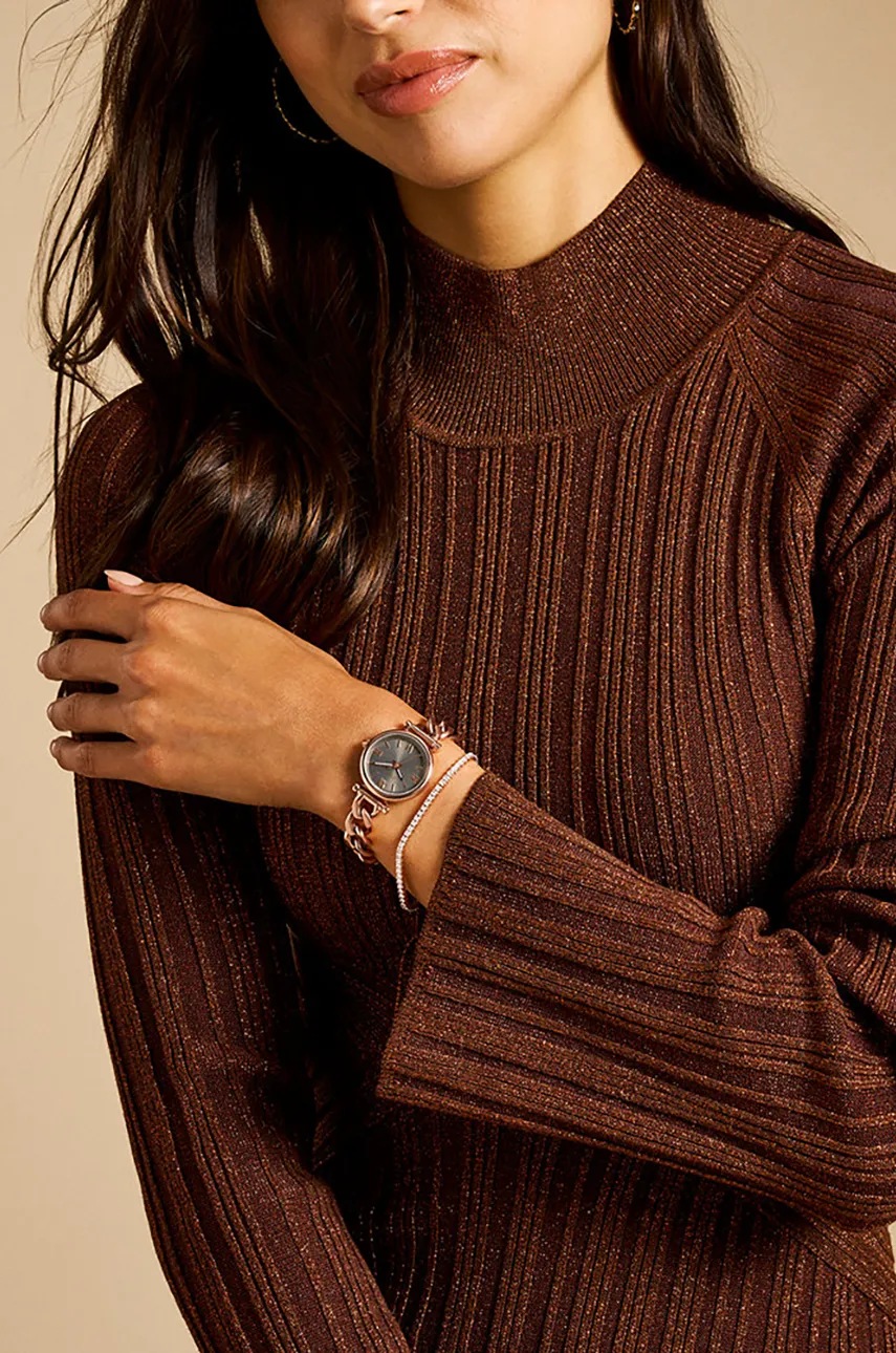 Ρολόι και βραχιόλι Fossil χρώμα: χρυσαφί, ES5378SET φωτογραφία