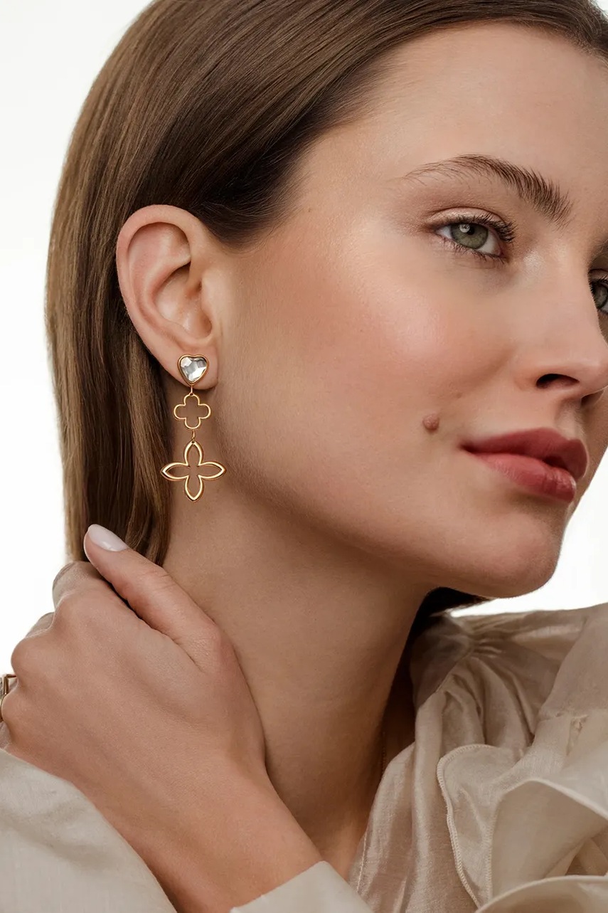 Позолоченные серьги Lilou 231/46/KOL/3E/BIA/KR/PO