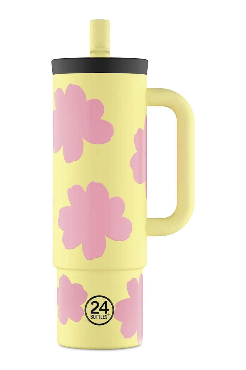 24bottles cană termică Straw 800ml Yellow culoarea galben, Straw.800.Yellow