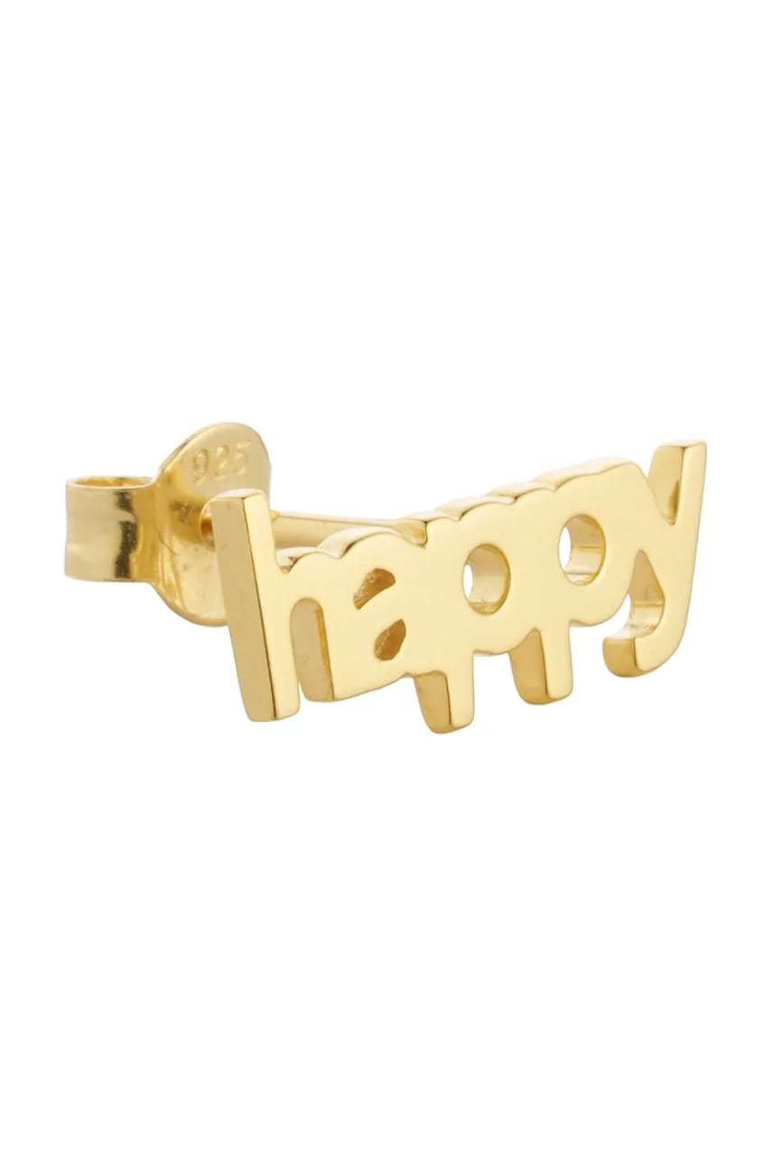 Design Letters cercel din argint placat cu aur 90401012HAPPY