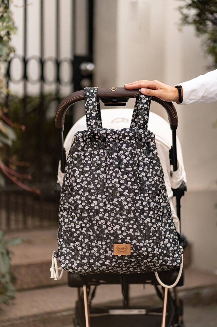 La Millou rucsac pentru cărucior PRETTY BLACK Plecak do wózka ortalionowy pikowany