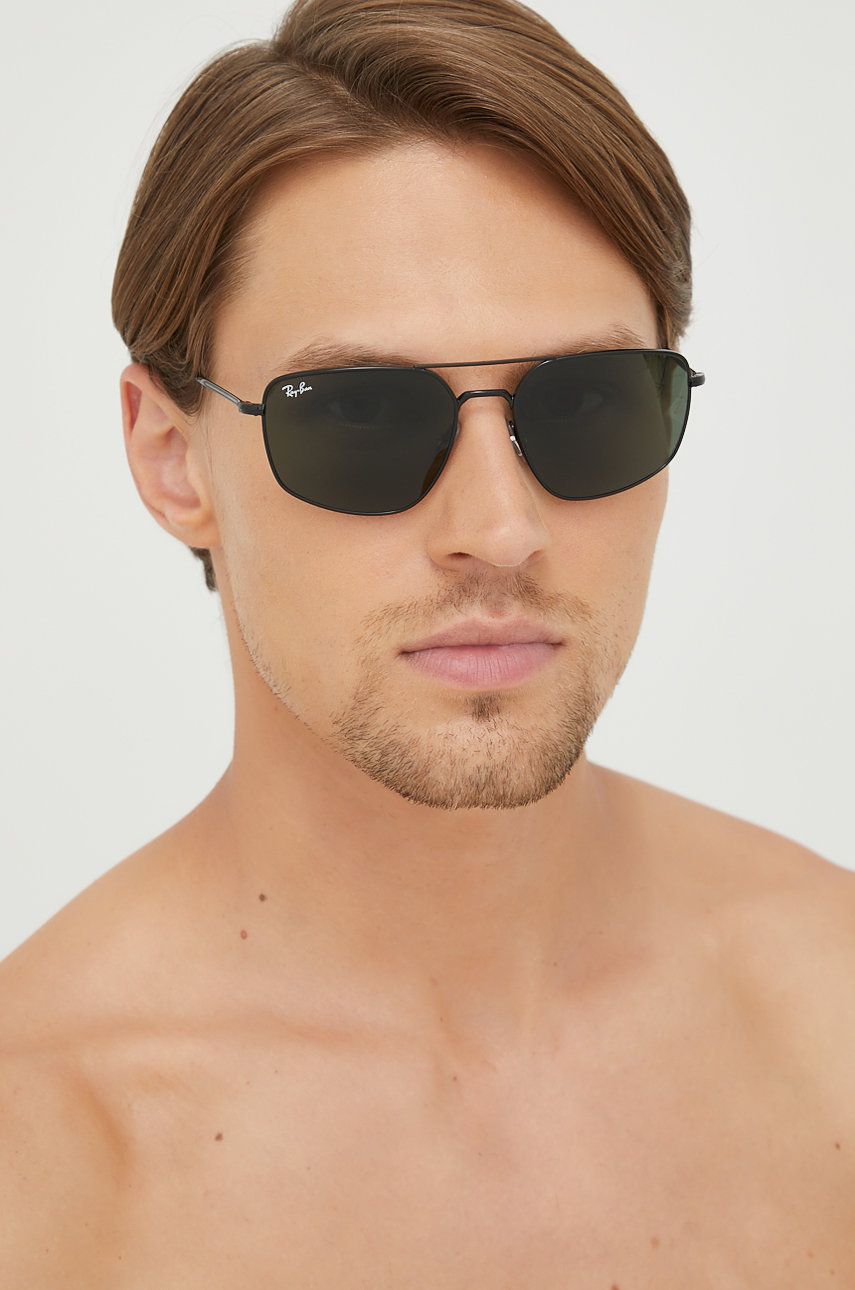 Ray-Ban ochelari de soare barbati, culoarea negru Accesorii imagine noua