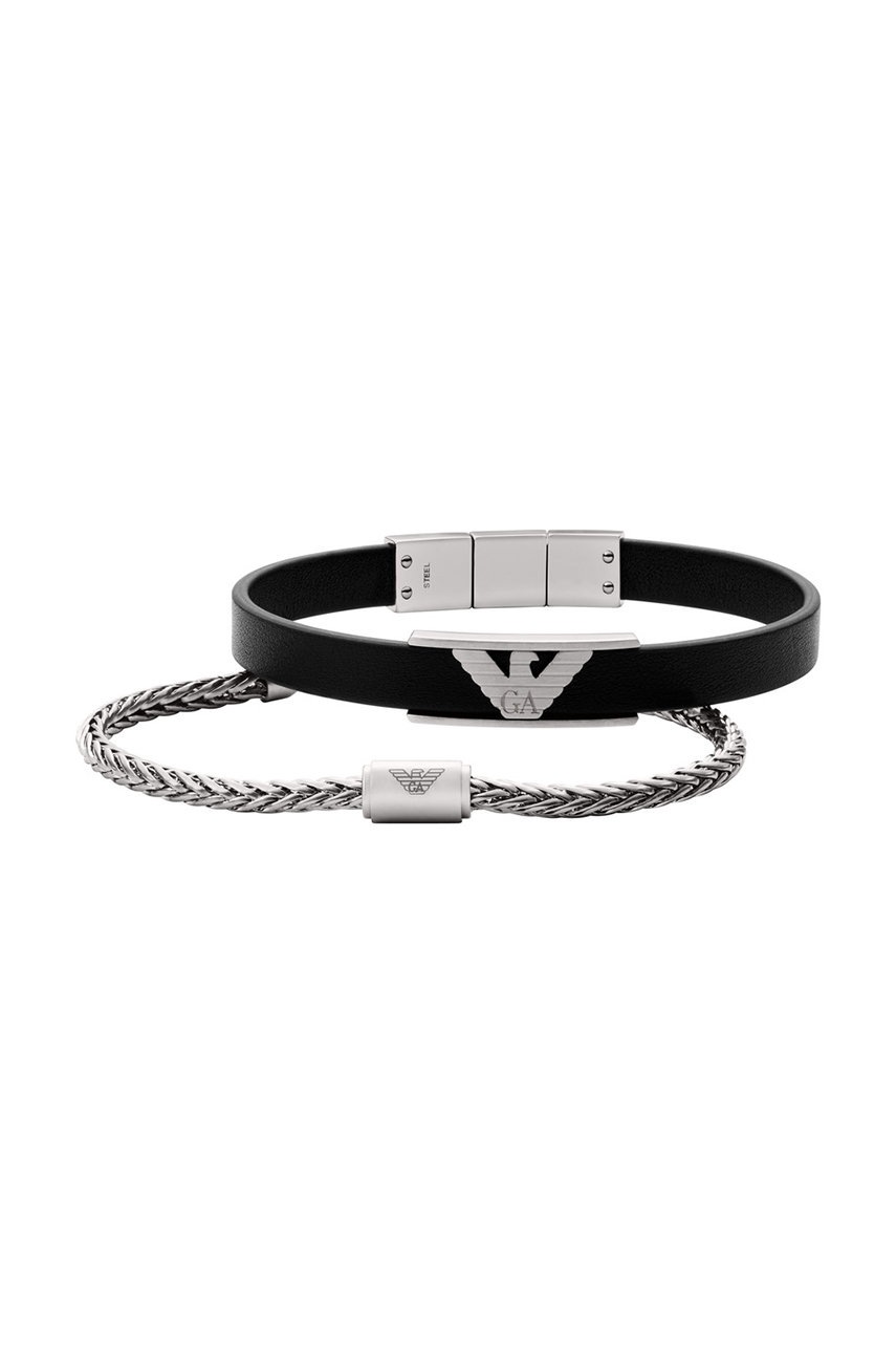 

Гривна Emporio Armani (2 чифта) мъжка в сребристо, Сребърен