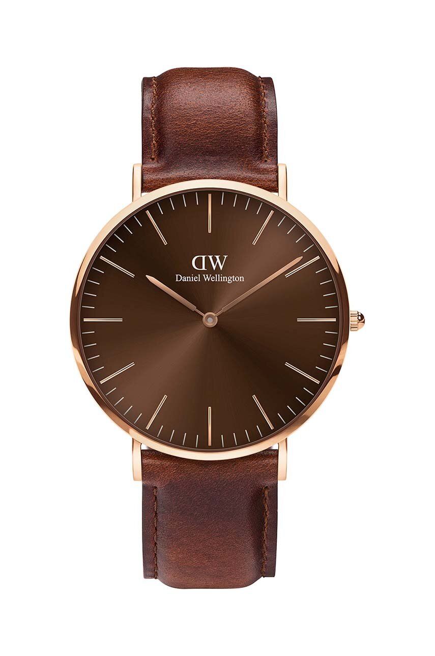 Hodinky Daniel Wellington hnědá barva - hnědá -  Přírodní kůže