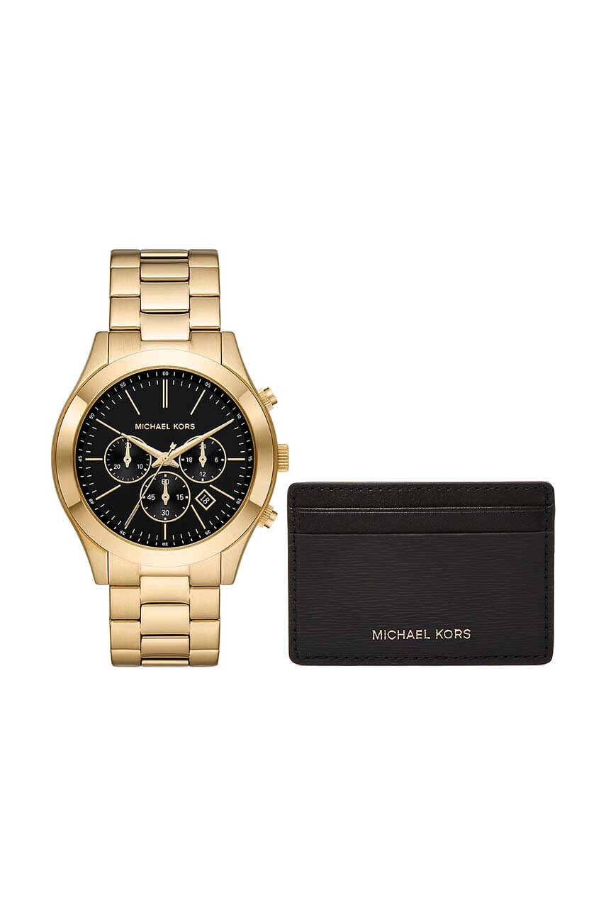 Levně Hodinky a pouzdro na karty Michael Kors zlatá barva