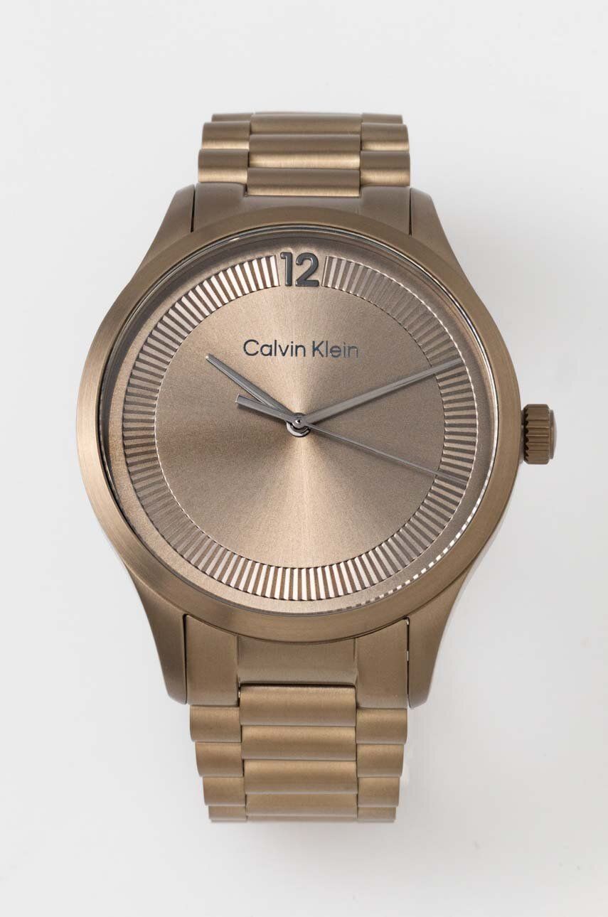 Levně Hodinky Calvin Klein hnědá barva