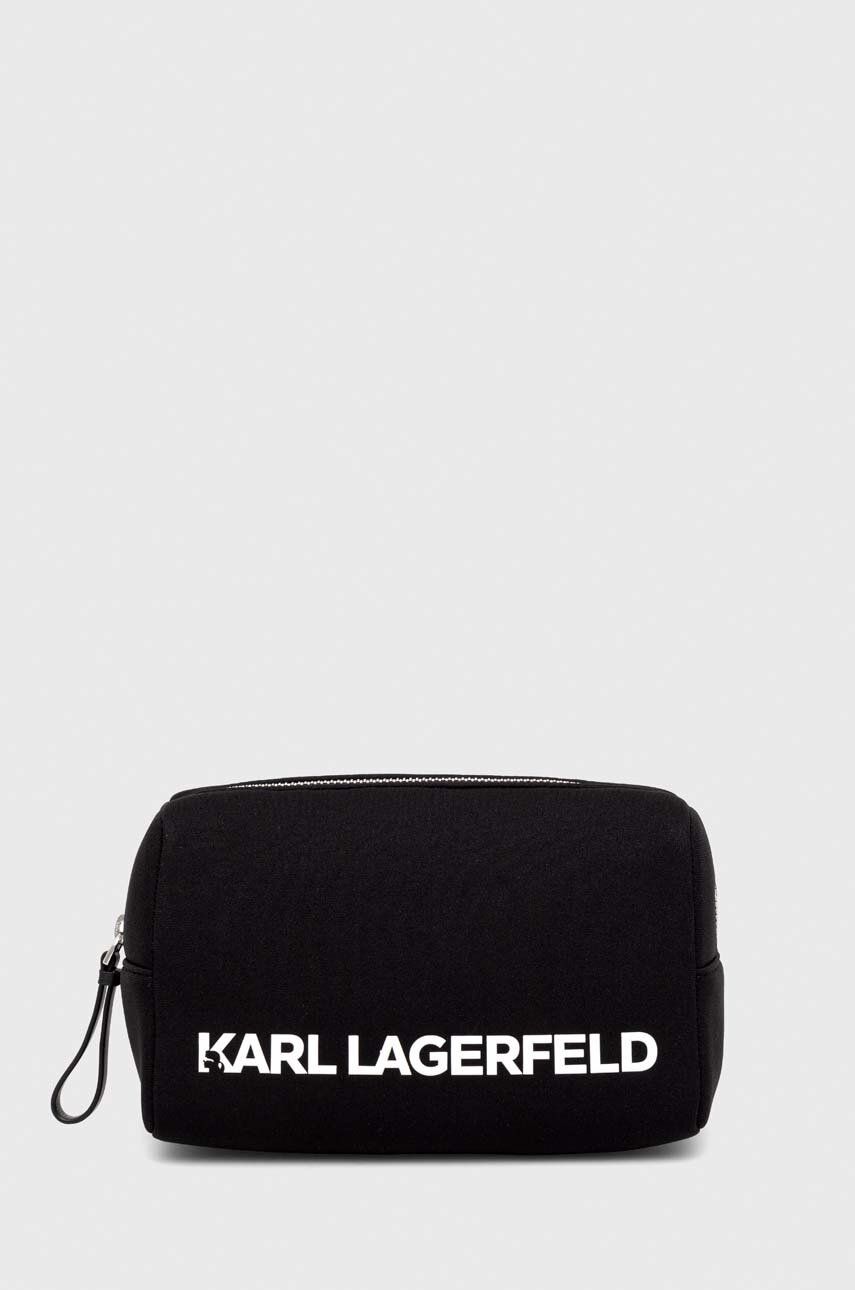 Kosmetická taška Karl Lagerfeld černá barva - černá - 90 % Guma
