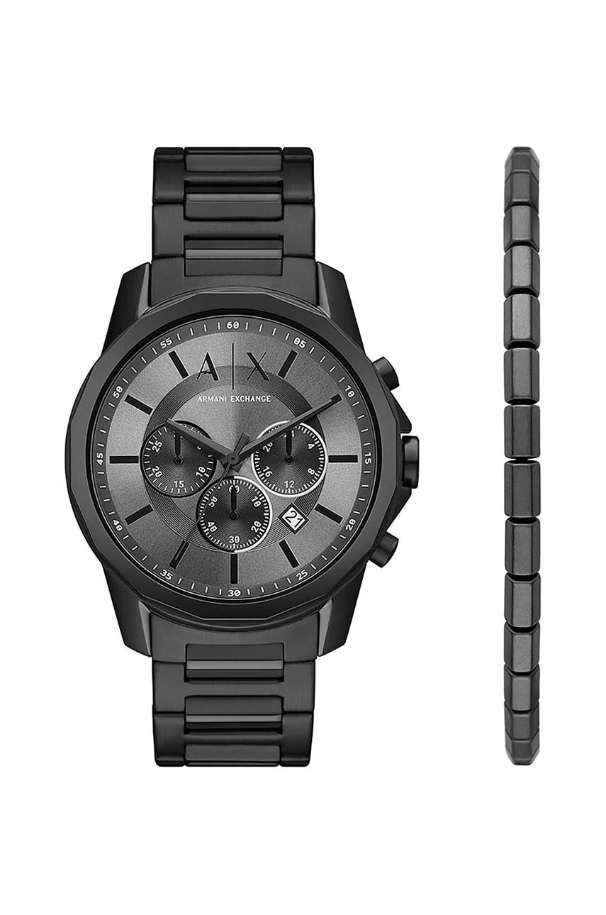 

Годинник і браслет Armani Exchange колір чорний