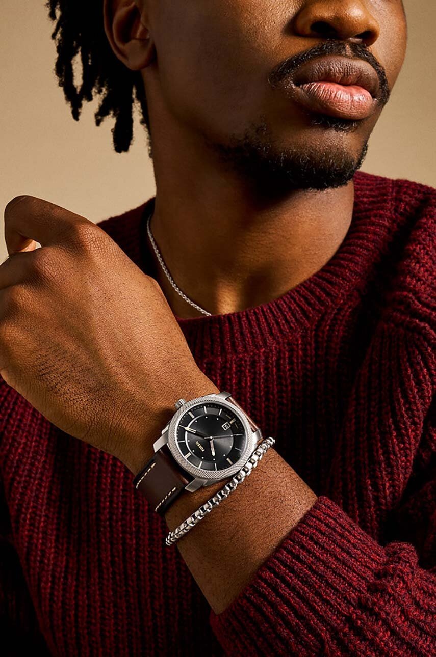 Ρολόι και βραχιόλι Fossil χρώμα: ασημί, FS6081SET φωτογραφία