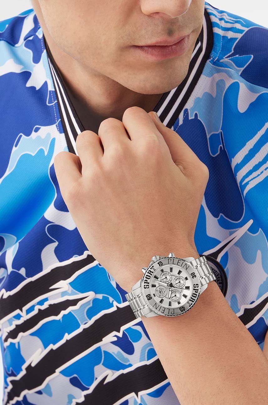 Ρολόι PLEIN SPORT χρώμα: ασημί, PSMEA0424 φωτογραφία