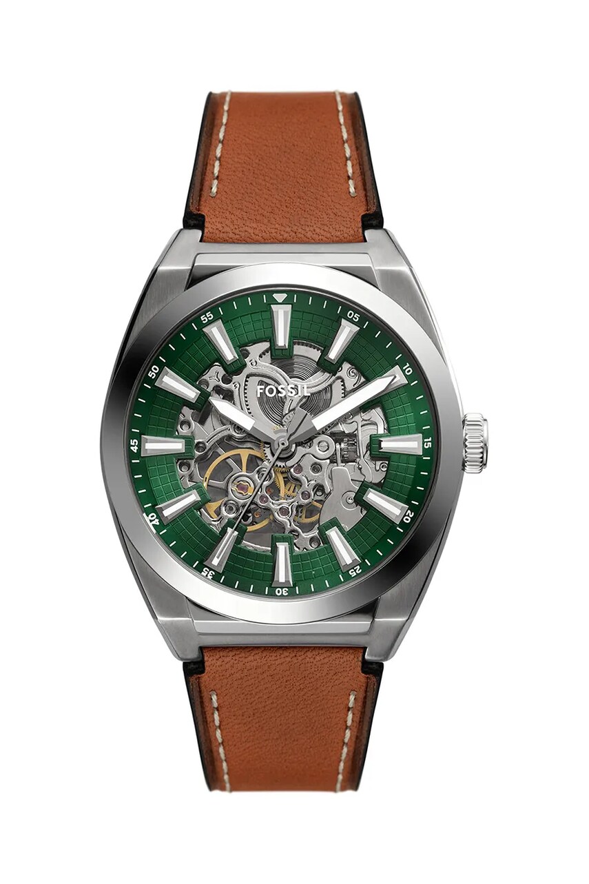 Fossil ceas EVERETT AUTOMATIC SKELETON bărbați, culoarea maro, ME3261