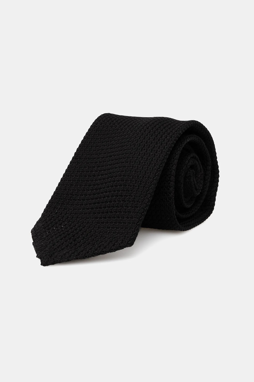 Eton cravata de mătase culoarea negru, A00030963