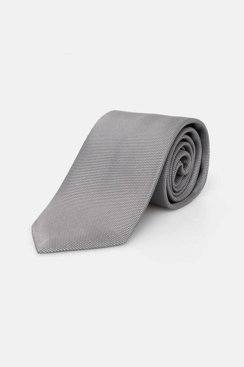 Eton cravata de mătase culoarea gri, A00031550