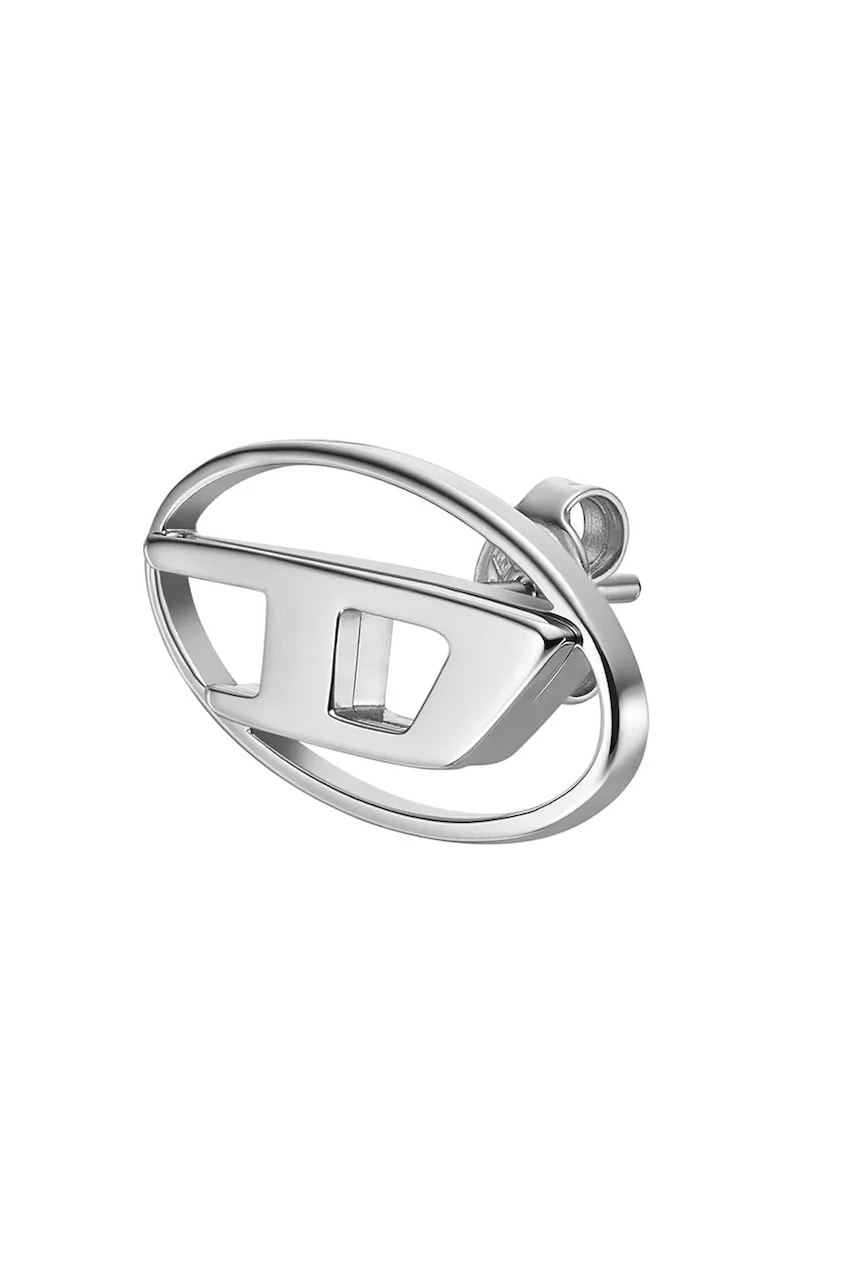 Diesel malé náušnice pánske z nehrdzavejúcej ocele Oval D Logo
