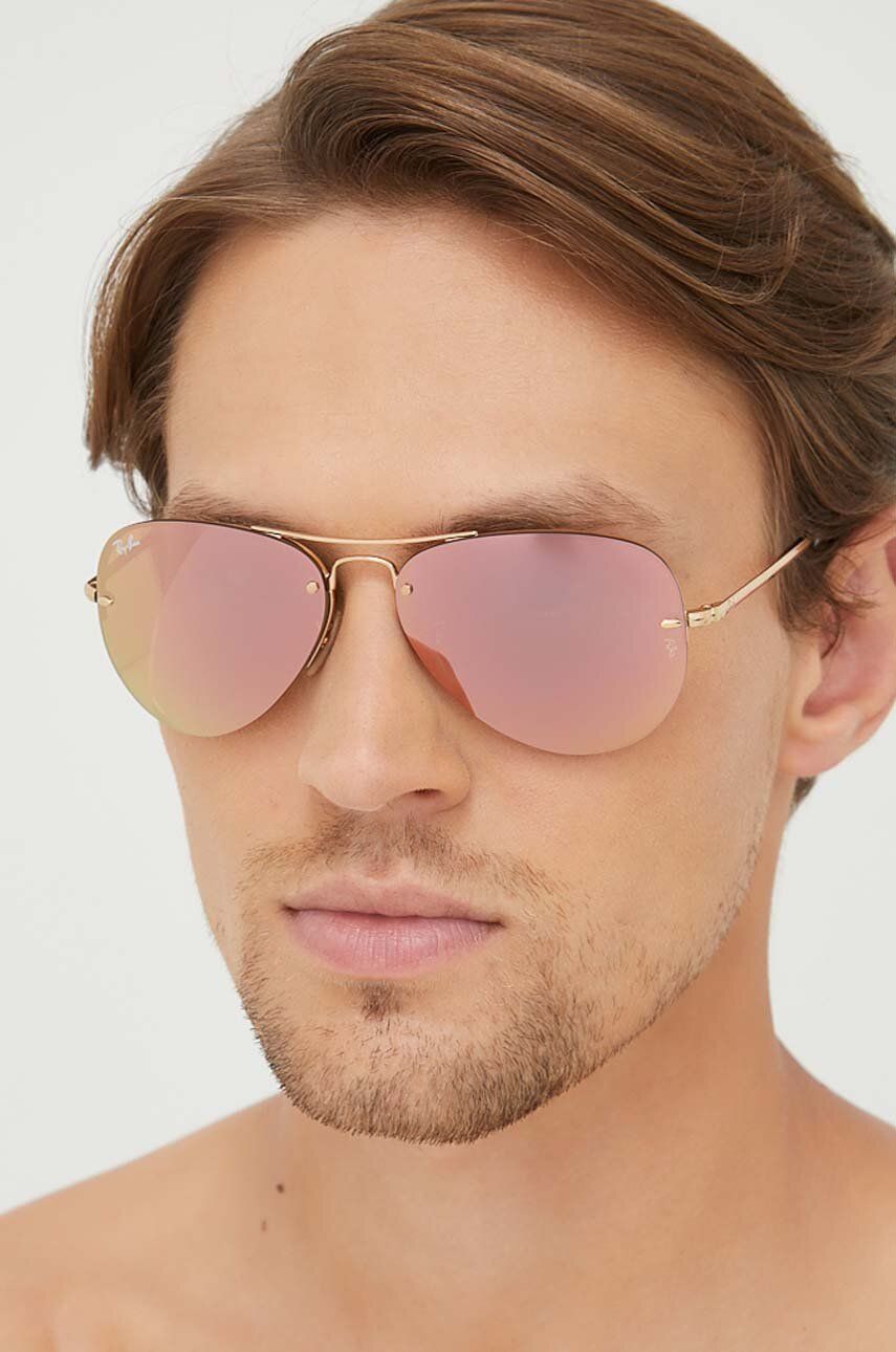 Ray-Ban ochelari barbati, culoarea auriu Accesorii imagine 2022
