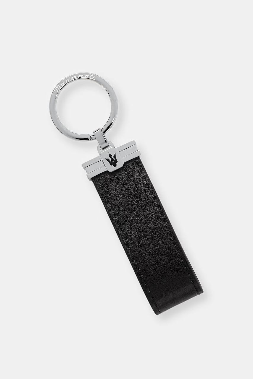 Levně MASERATI přívěsek pánský kožený bez kamene RECYCLED LEATHER