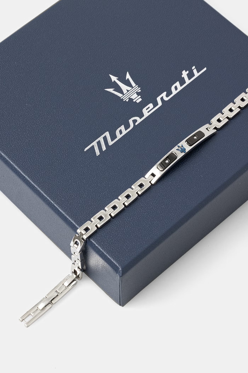 MASERATI pánsky náramok z nehrdzavejúcej ocele s diamantom DIAMONDS