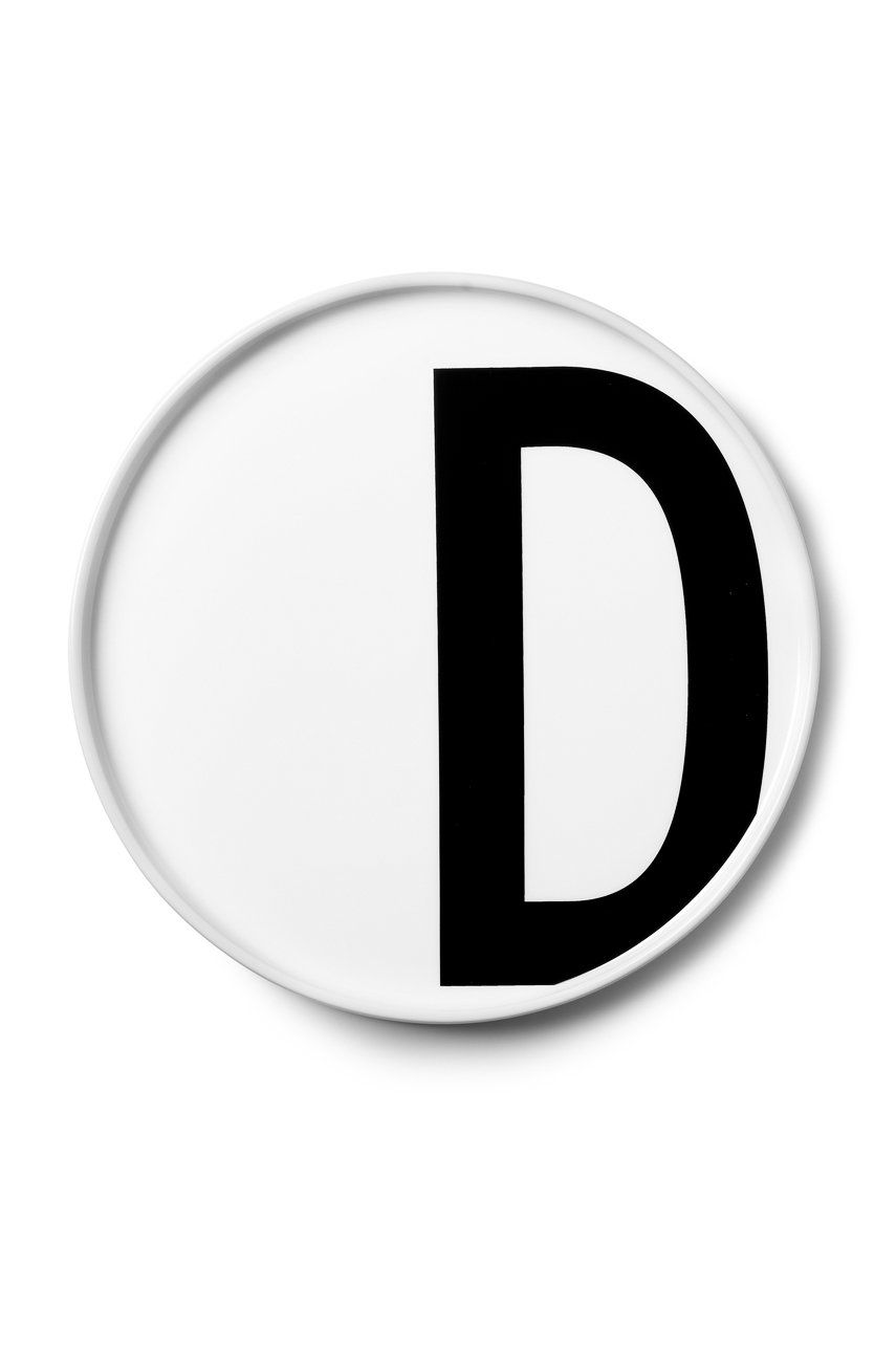 Značka Design Letters - Biely porcelánový dezertný tanier Design Letters D, 21,5 cm