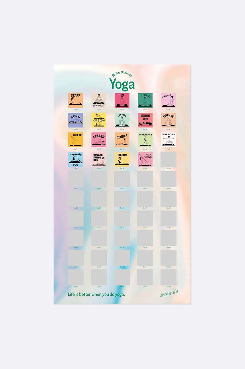 DOIY Stírací plakát 50 Day Yoga Challenge - vícebarevná -  Papír