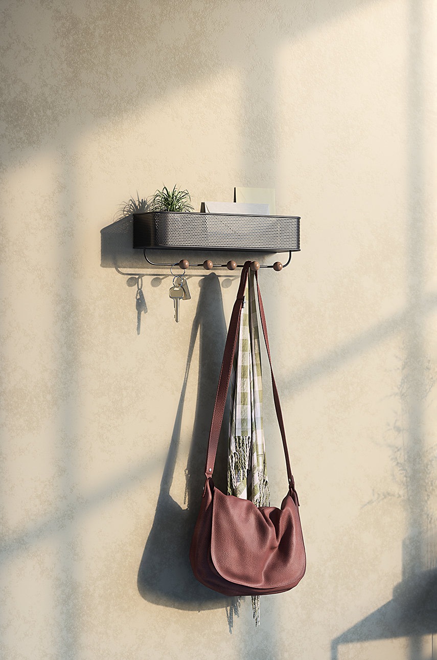 Umbra κρεμάστρα τοίχου με ράφι φωτογραφία