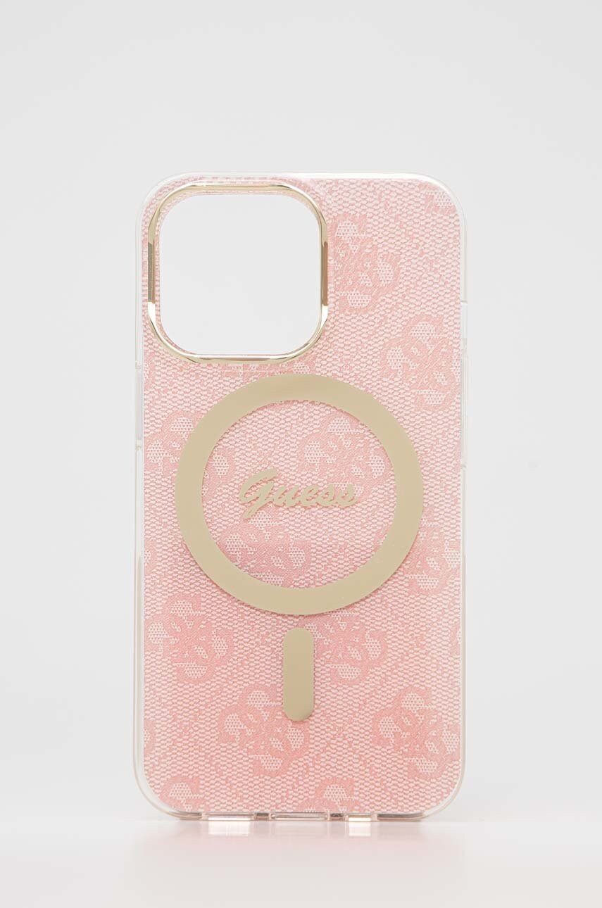 

Калъф за телефон Guess iPhone 13 Pro в розово, Розов