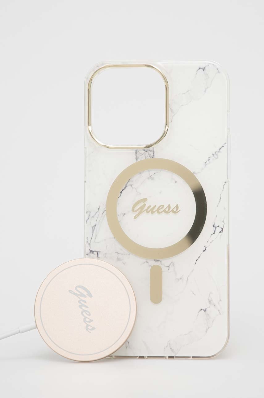 

Зарядно и калъф за телефон Guess iPhone 14 Pro Max 6,7'' в бяло, Бял