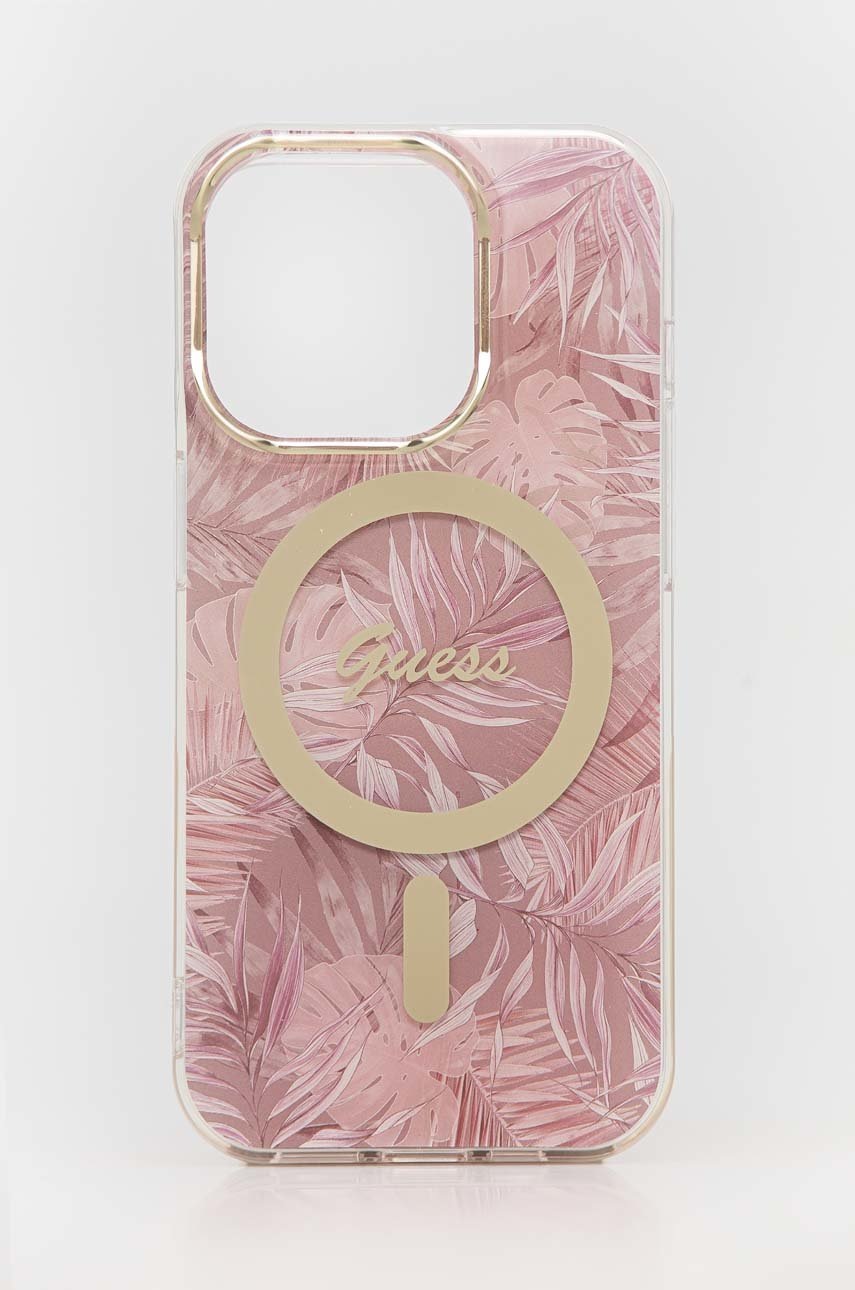 

Зарядно и калъф за телефон Guess iPhone 14 Pro 6,1'' в розово, Розов