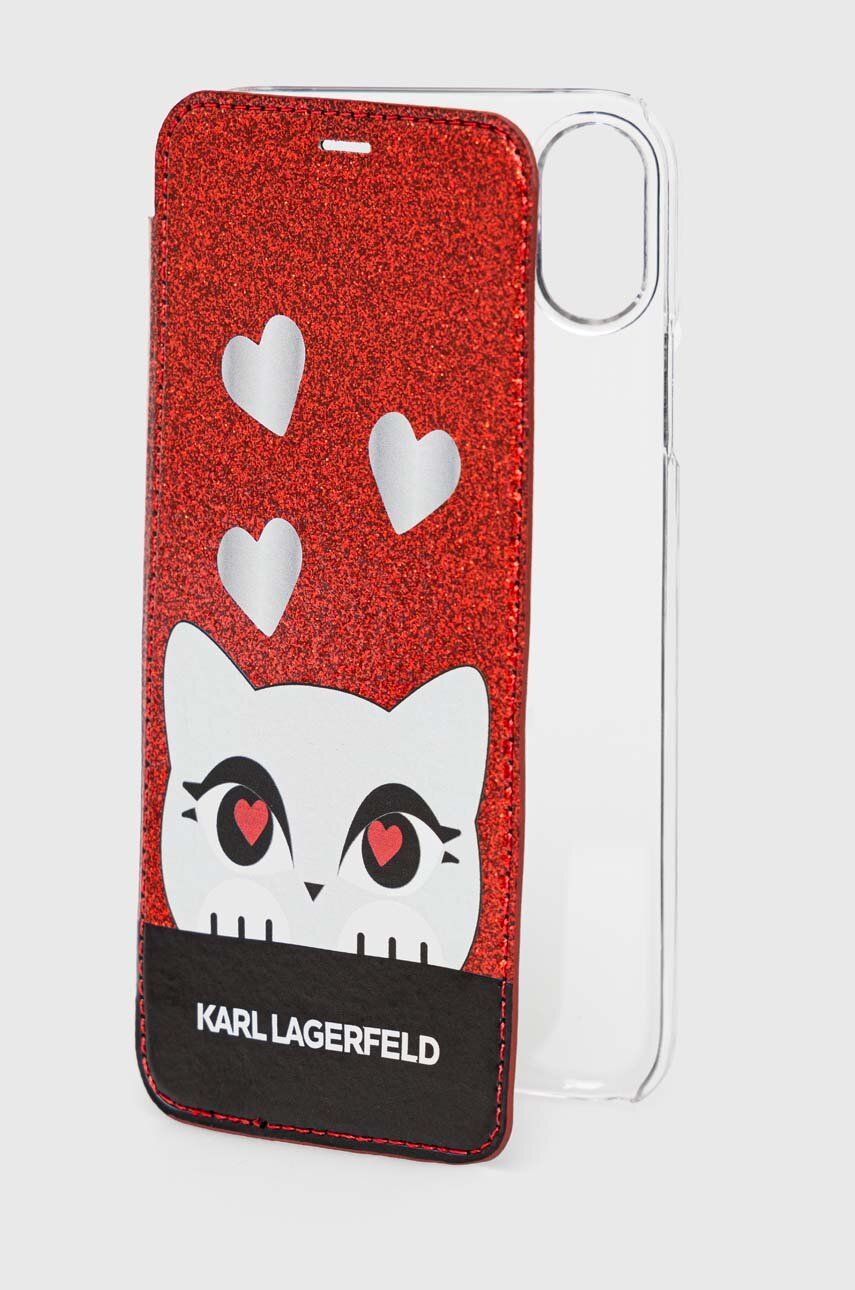 Puzdro na mobil Karl Lagerfeld iPhone X/Xs červená farba