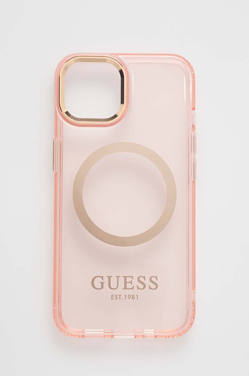 Levně Obal na telefon Guess iPhone 14 6,1" růžová barva