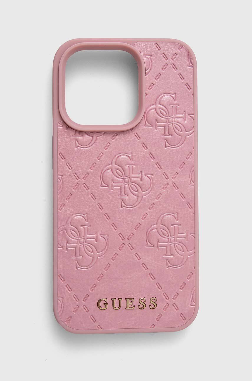 Levně Obal na telefon Guess iPhone 15 Pro 6.1 růžová barva