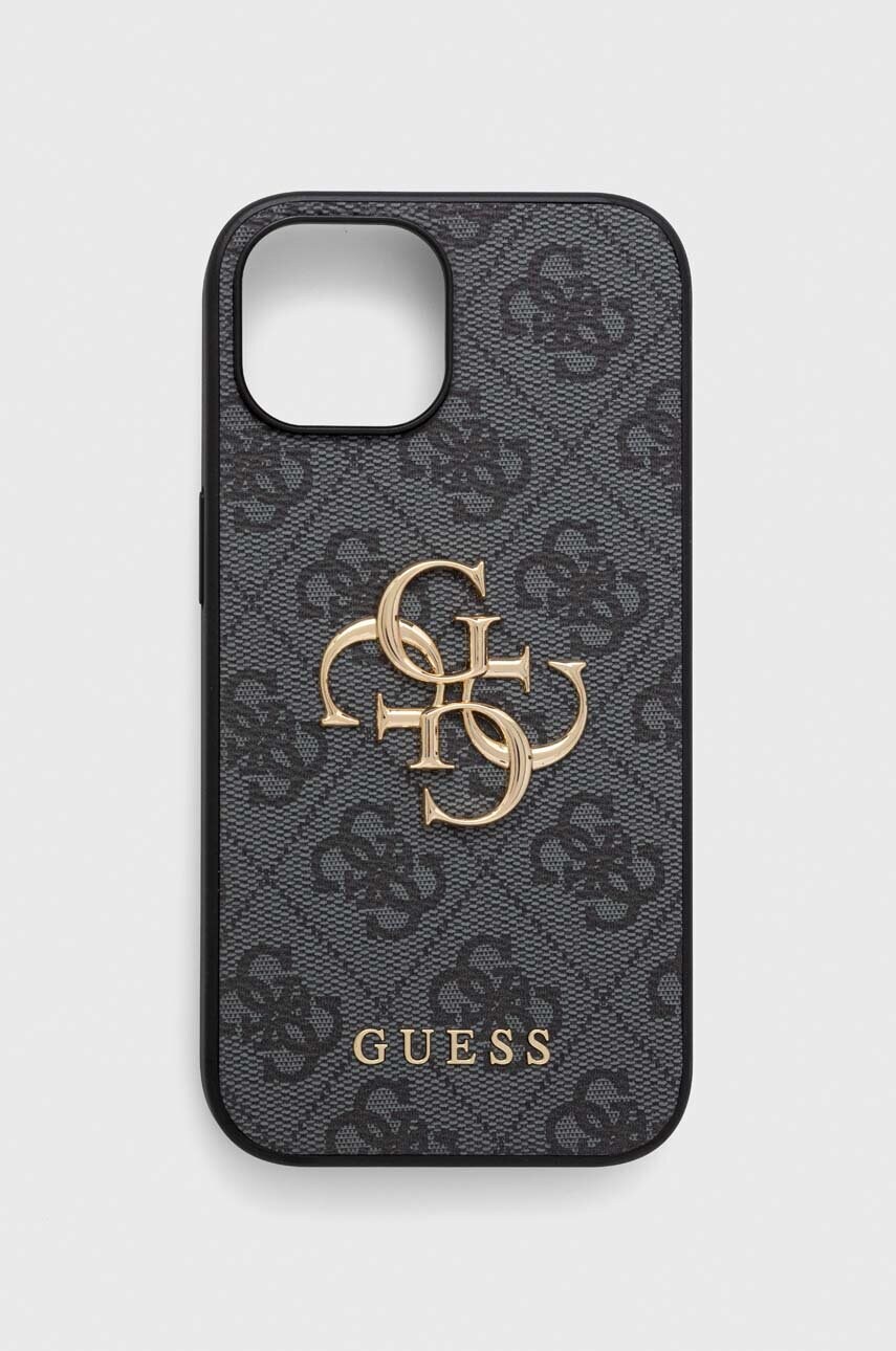 Levně Obal na telefon Guess iPhone 15 6.1 šedá barva