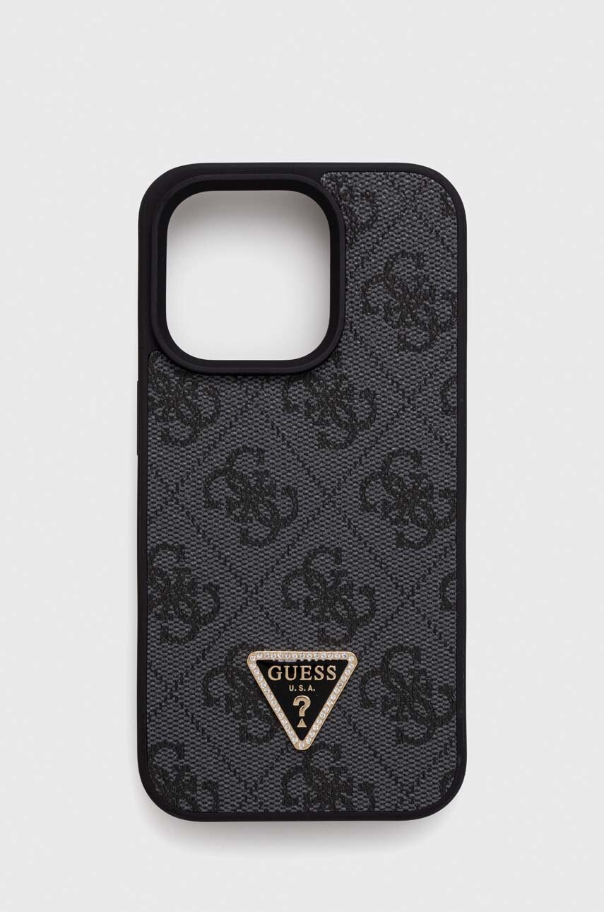 

Кейс за телефон Guess iPhone 15 Pro 6.1 в черно, Черен